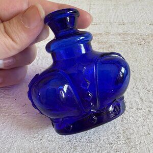 Vintage Victrylite Cobalt Blue Glass Crown Bottle - Made in Italy